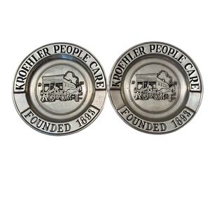 Kroehler People Care 1973 Vintage Authentic Wilton Pewter Collectible 2 Plates